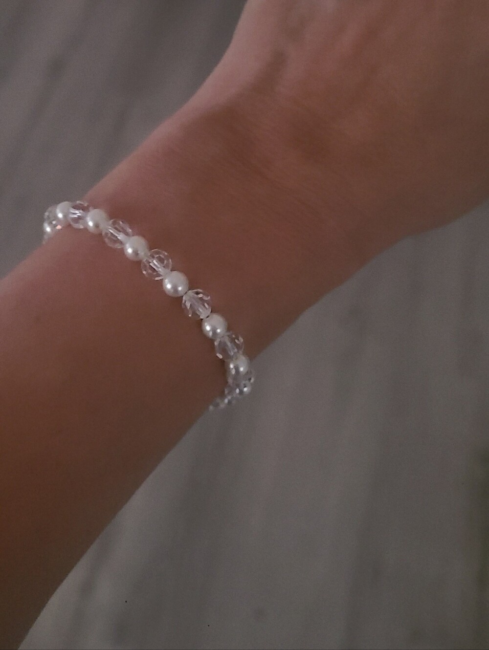 Swarovski White Faux Pearl and Clear Crystal Bracelet- Excellent Condition